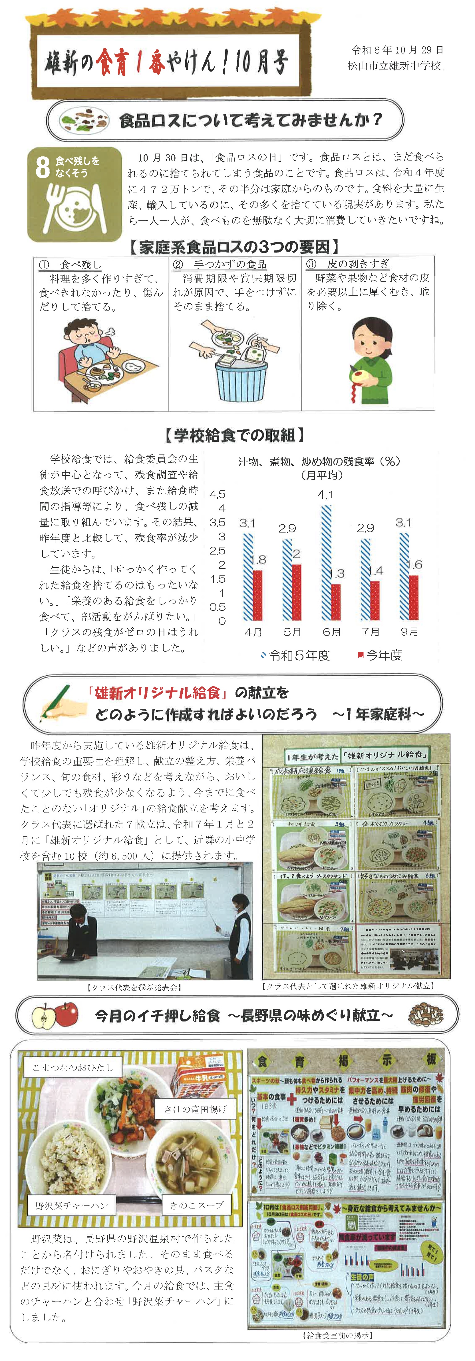 雄新の食育1番やけん！10月号